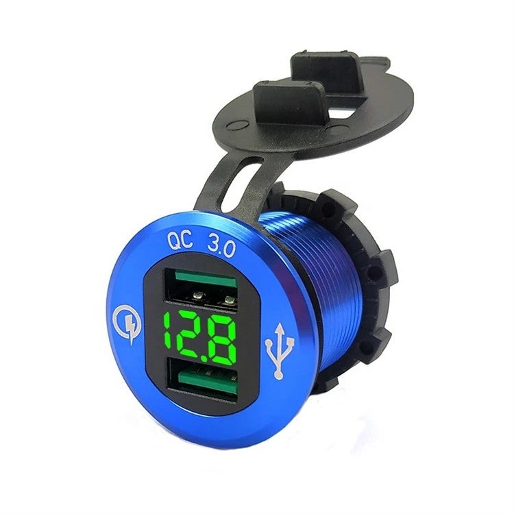Bluejw Original Car Charger Adapter - Dual QC3.0 USB Ports Fast Automobile Charger with LED Digital Voltmeter - Image 2